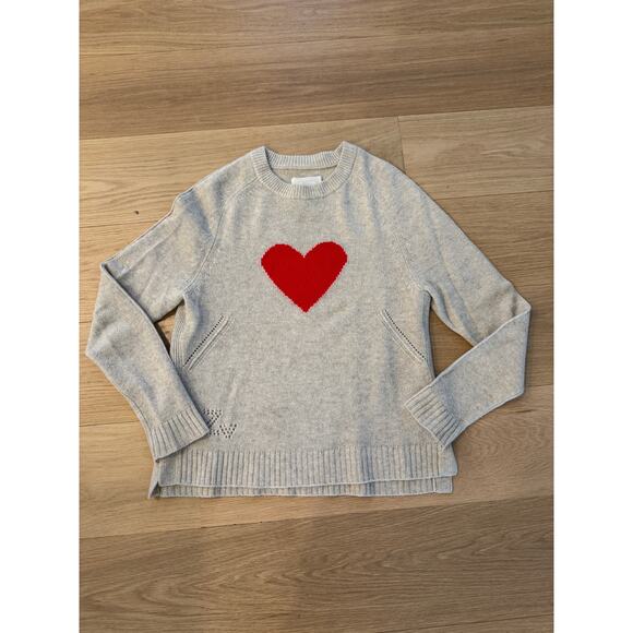 Zadig Voltaire Lili WS Heart Beige Cashmere Sweater Medium $448 - Picture 3 of 8